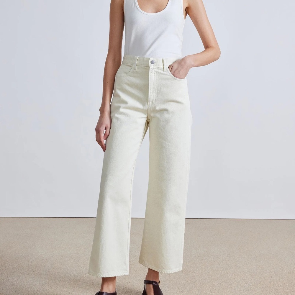 NEW Apiece Apart Women's High-Waist Flare Leg Jeans in White